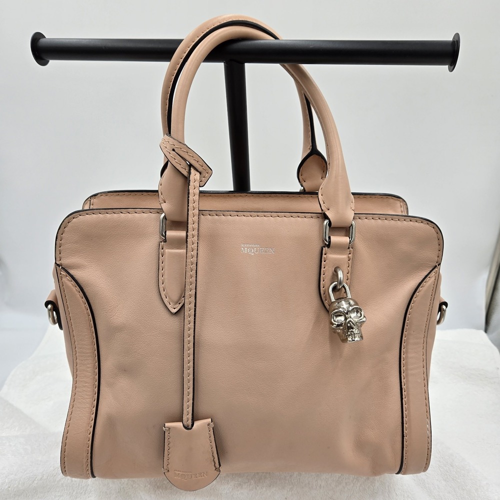 Alexander McQueen Padlock Bag Pink Leather Skull Satchel Keys Dust Bag Purse - Picture 4 of 16